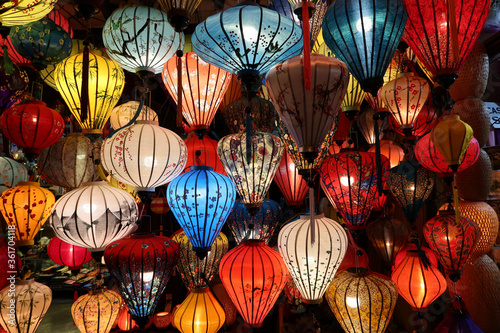 Lanterns in Hoi An, Vietnam. Ancient city. World Heritage