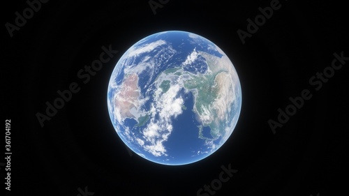realistic exoplanet, beautiful alien planet in far space, detailed planet surface, science fiction wallpaper, cosmic landscape 3d render © ANDREI
