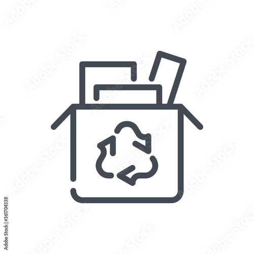 Recyclable Waste line icon. Trash Box with Recycle Symbol vector outline sign.
