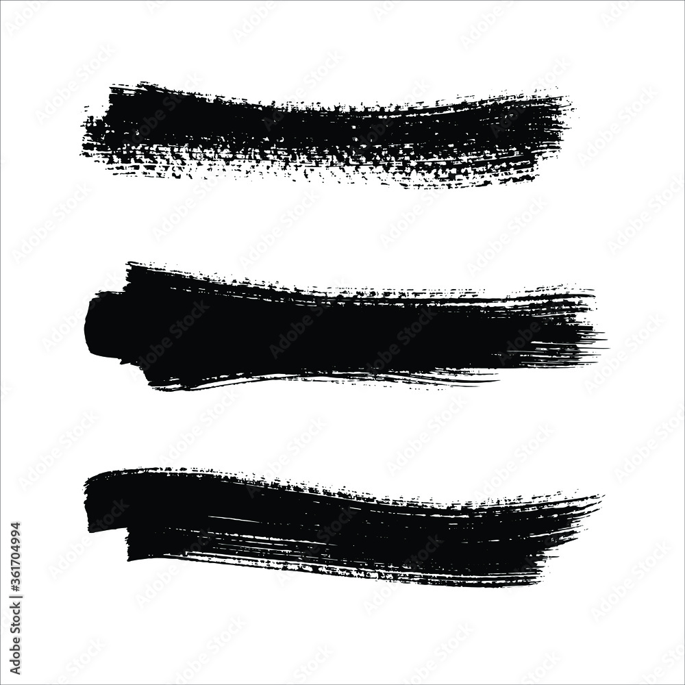 set of strokes black ink.vector eps10