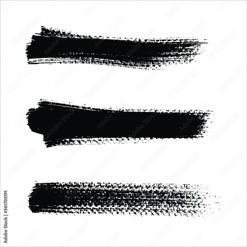 Vector set of black and white paint stroke.
