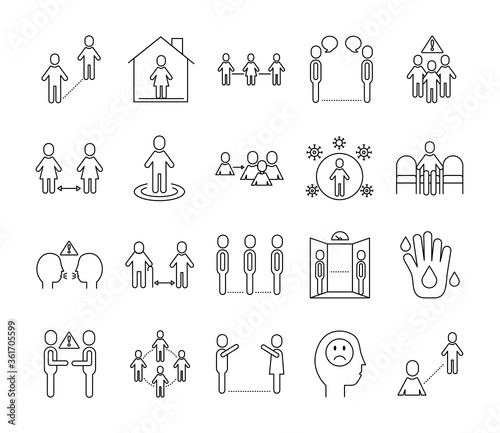 bundle of distance social set icons