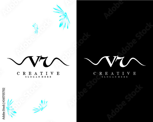 vr, rv letters creative handwriting  Logo design Template Vector
