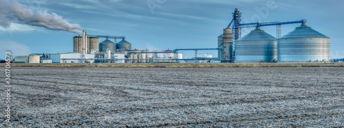 Bio-fuel ethanol plant in an agricultural landscape.