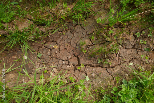 Drought Bad time for Earth. Land with black cracks © Mikhail