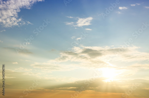 View of beautiful sky with clouds and sun