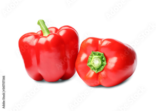 Red bell pepper on white background