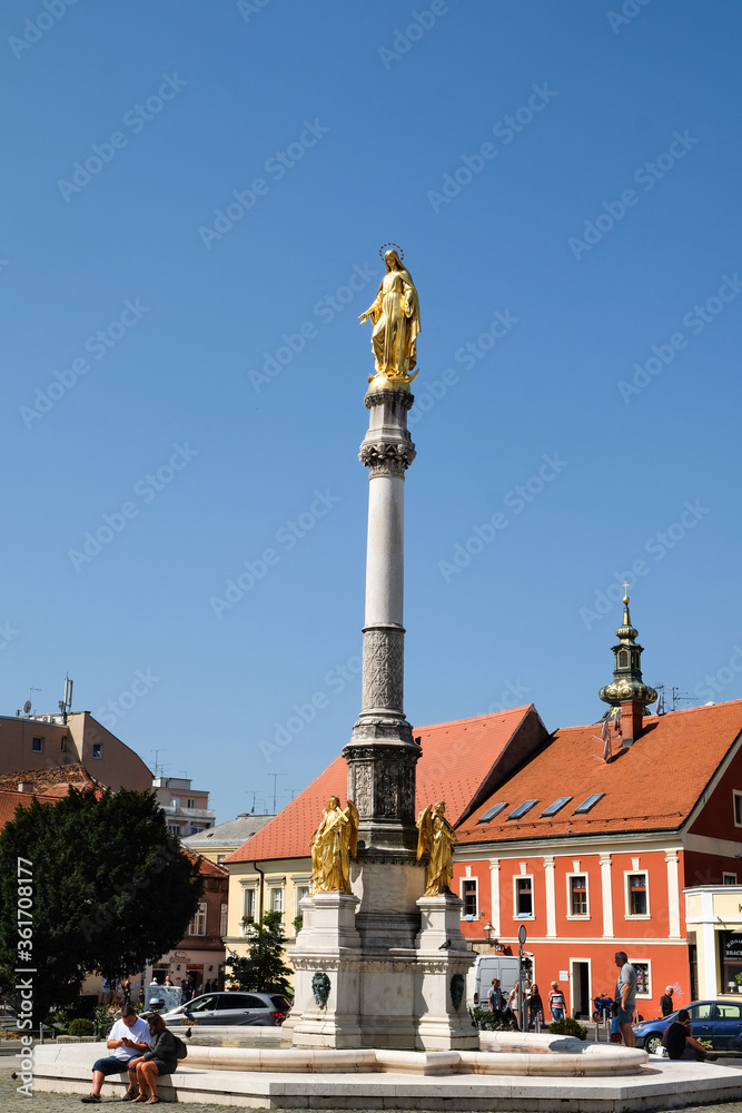 Golden Holy Mary Monument next to Zagreb Cathedral