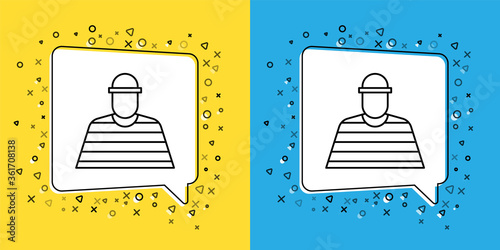 Set line Prisoner icon isolated on yellow and blue background.  Vector Illustration