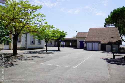 empty schoolyard school playground preschool building exterior © OceanProd