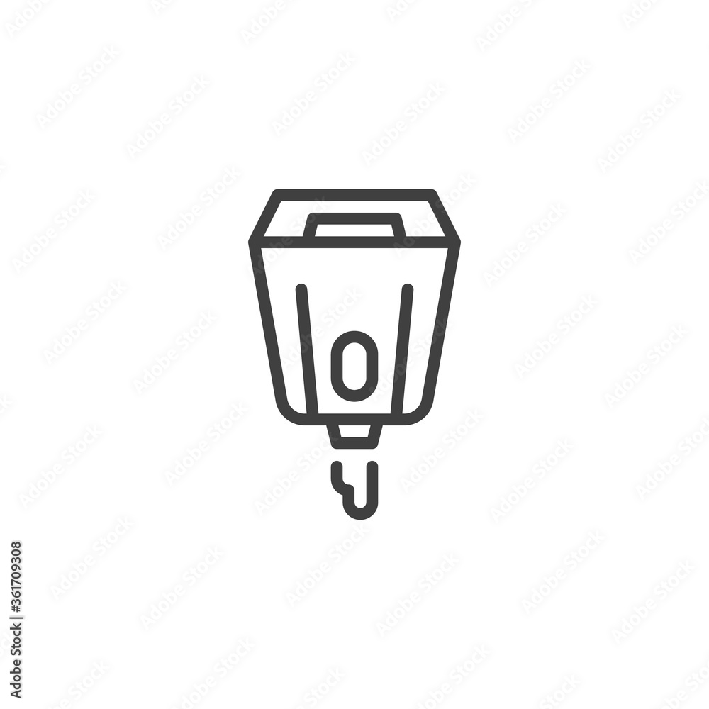 Automatic alcohol dispenser line icon. linear style sign for mobile concept and web design. Hand sanitizer dispenser outline vector icon. Symbol, logo illustration. Vector graphics
