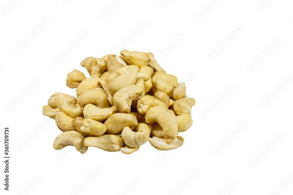 Pile of cashew nuts isolated on white background Pile of cashew nuts isolated on white background