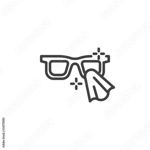 Glasses disinfection line icon. linear style sign for mobile concept and web design. Cleaning eyeglasses outline vector icon. Symbol, logo illustration. Vector graphics