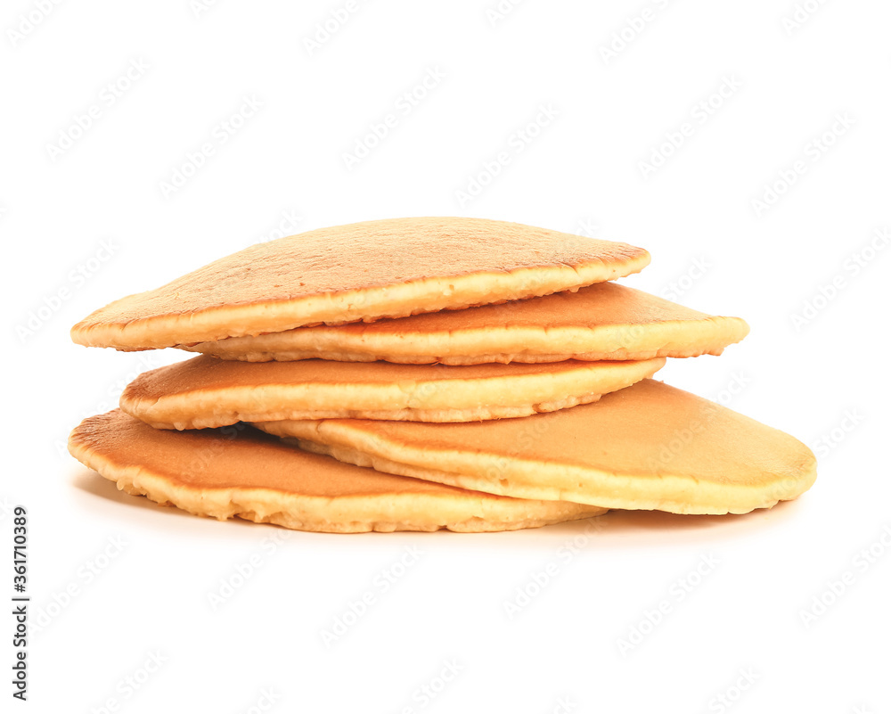 Tasty pancakes on white background Tasty pancakes on white background