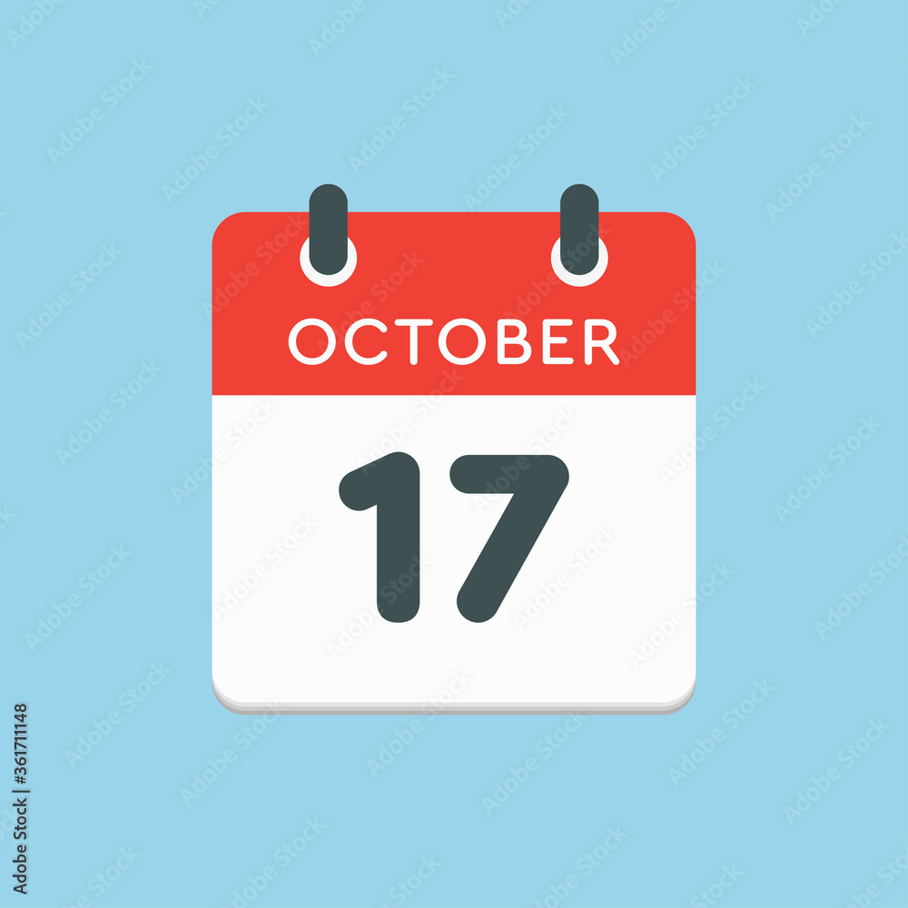 Calendar icon day 17 October, template icon date Calendar icon day 17 October, template icon date