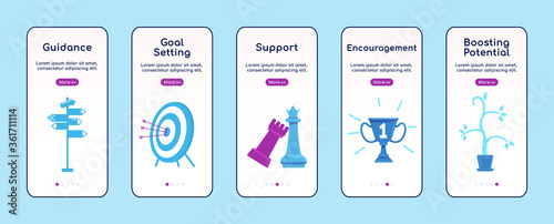Mentoring onboarding mobile app screen flat vector template