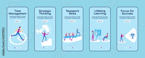 Career coaching onboarding mobile app screen flat vector template