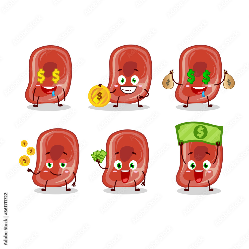 Obraz premium Ham cartoon character with cute emoticon bring money
