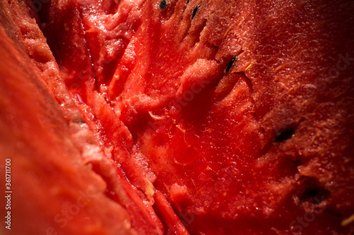 Ripe juicy red watermelon in a cut