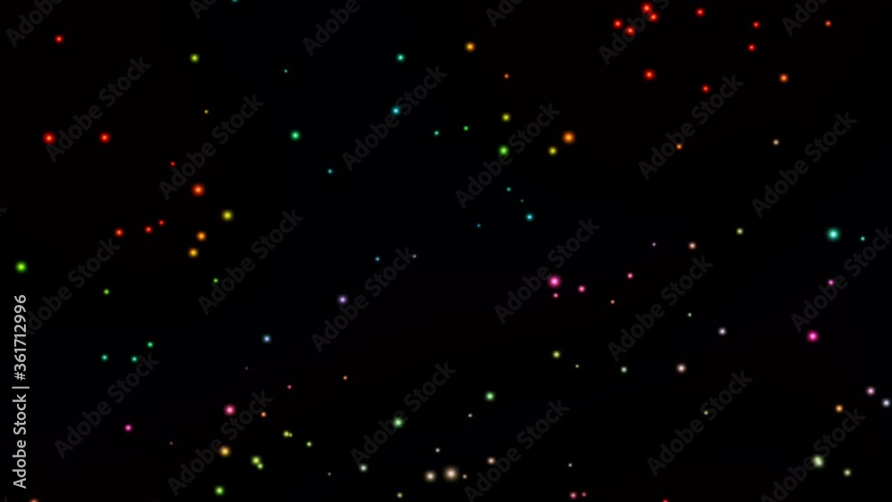 Animated dots of colorful particle dots scattered in the dark sky, Animated dots of colorful particle dots scattered in the dark sky,