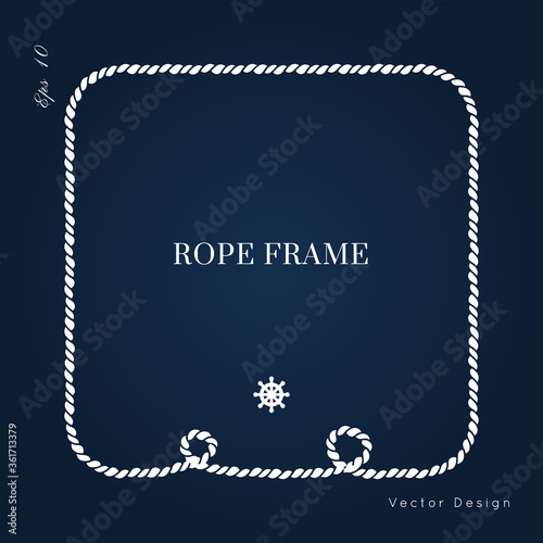 Nautical vector frame. Rope knot border design