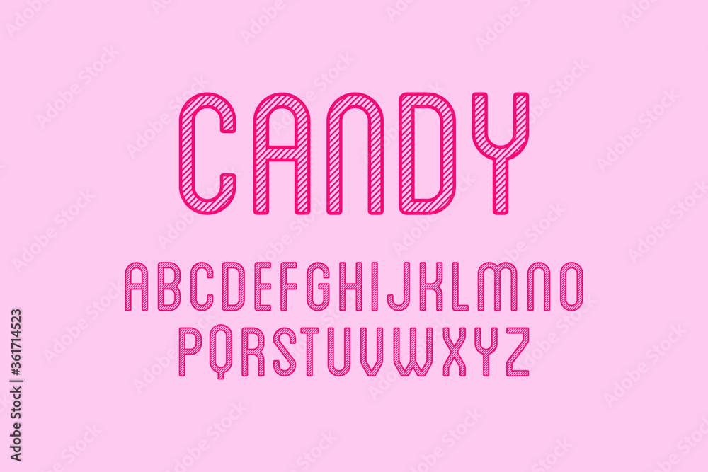Playful rounded alphabets with stripe line vector