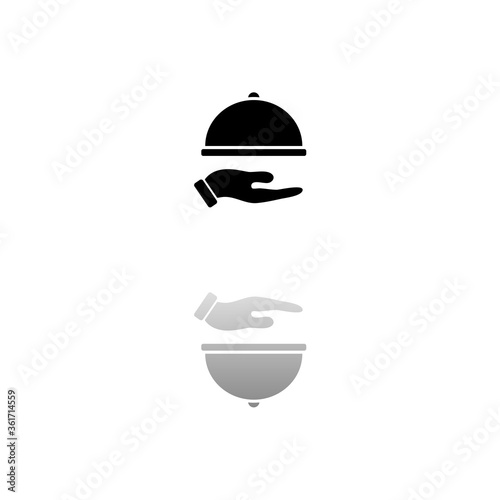 Restaurant cloche in hand icon flat