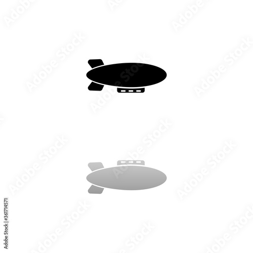 Airship zeppelin icon flat