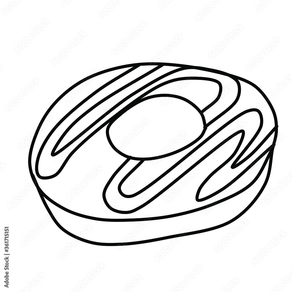 sketch of a doughnut. Vector illustration in the Doodle style. Linear drawing of a delicious doughnut isolated on a white background. sketch of a doughnut. Vector illustration in the Doodle style. Linear drawing of a delicious doughnut isolated on a white background.