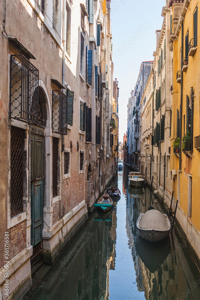 Boats in one of the canals of Venice