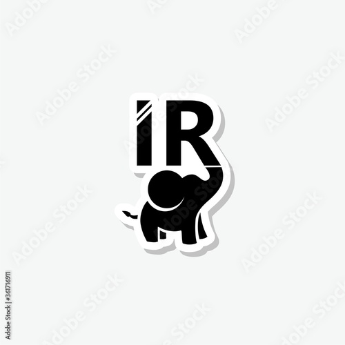 IR logo letters isolated on gray background