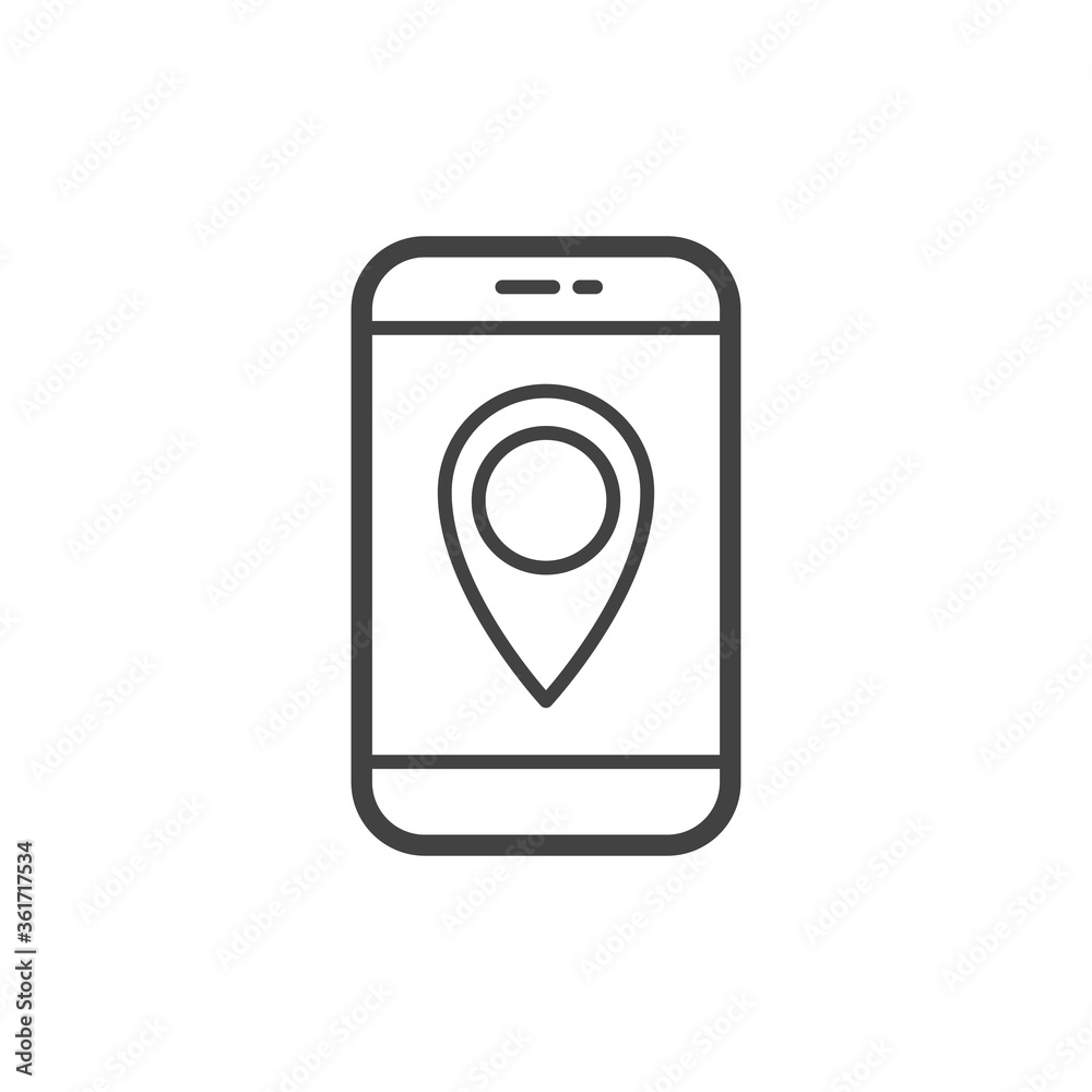 Mobile GPS outline icon. Vector illustration. Mobile GPS outline icon. Vector illustration.