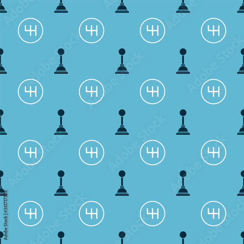 Set Gear shifter and Gear shifter on seamless pattern. Vector