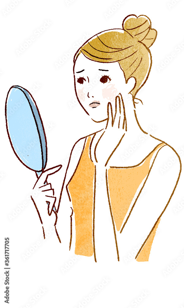 Illustration vector of a young woman looking in the mirror Illustration vector of a young woman looking in the mirror