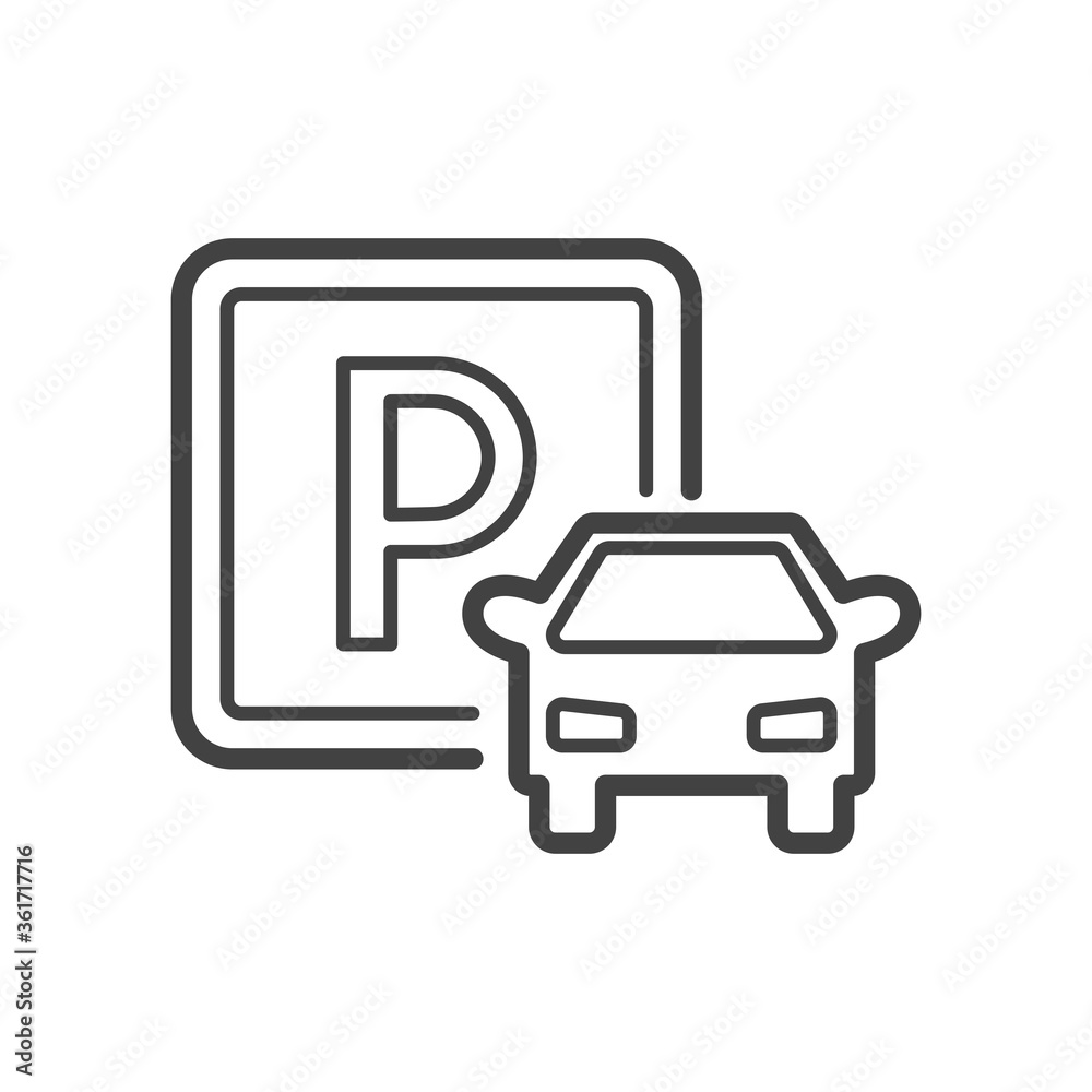 Parking sign outline icon. Vector illustration.