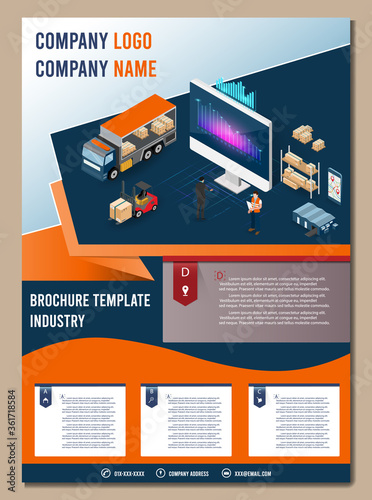 Modern annual report brochure, flyer template with abstract shapes concept of Smart Logistics. 
Easy to edit and customize. Vector illustration