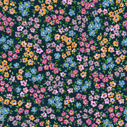 Ditsy flowers. Hand drawn vector seamless pattern