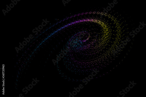 Colorful dynamic particle cosmic vortex abstract graphic texture background.