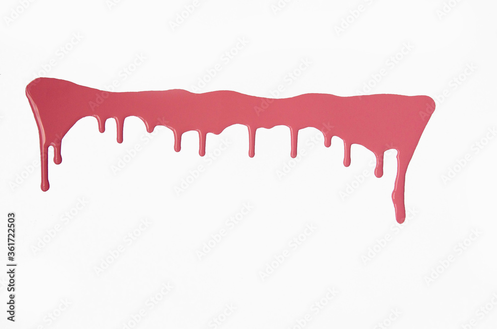 Pink thick paint spreads on a white background, stains paint brush texture