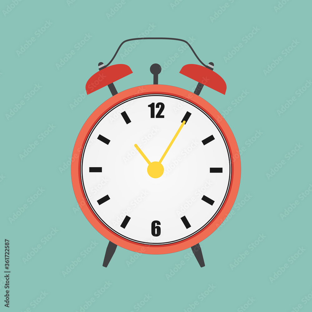 Flat Red Clock Alarm Watch Vector Illustration. EPS10 Flat Red Clock Alarm Watch Vector Illustration. EPS10