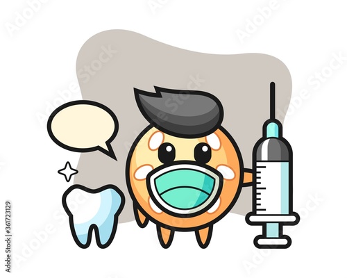 Sesame ball cartoon as a dentist