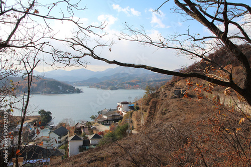 Landscape of Gapyeong in autumn with the mountain and sea, South Korea photo