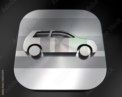 3d brushed metal car icon
