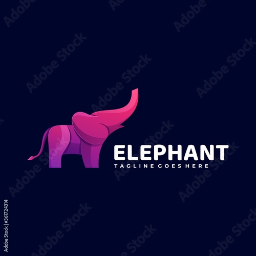 Vector Logo Illustration Elephant Gradient Colorful Style.