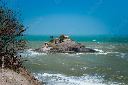 Hon Mieu Ba is a small pagoda in island in Vung Tau City Vietnam photo