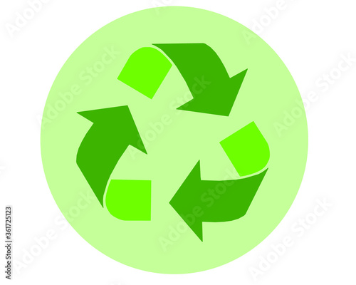 Green arrows recycle eco symbol vector illustration isolated on white background. Recycled sign. Cycle recycled icon. Recycled materials symbol. Recycled icon eps. 10