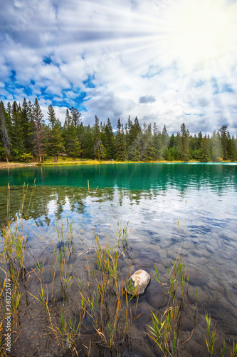 Round lake in the forest photo