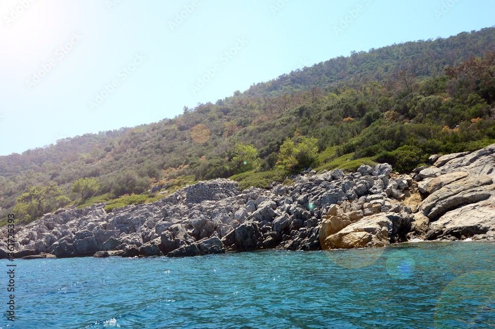 Beautiful Turquoise Cove and Clear Water Near Datca, in Mugla, Turkey	