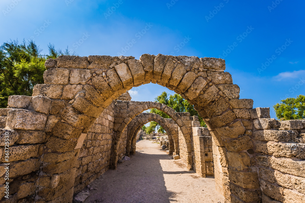 Picturesque ruins of the ancient seaport Caesarea
