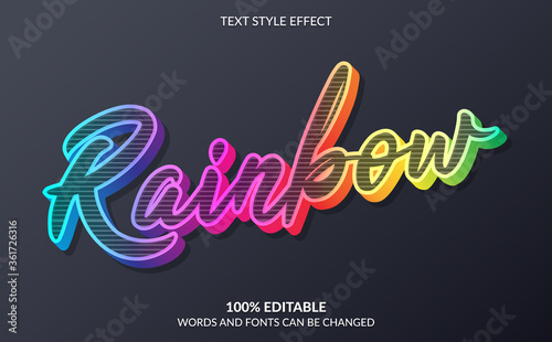 Editable Text Effect, Stylish Rainbow Text Style